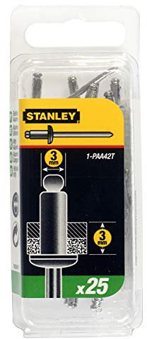 STANLEY 1-PAA42T Rivetti, Alluminio, 3 x 3 mm, Set di 25 pz