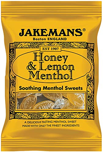 Jakemans Honey & Lemon Flavour 100g Bags - Pack of 10 - Soothing menthol sweets - Suitable for vegetarians