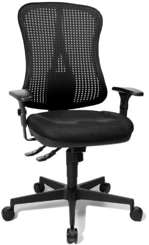 Topstar HE20PBC00 Head Point SY P4, ergonomischer Bürostuhl, Schreibtischstuhl, Muldensitz, inkl. Armlehnen, Netzrücken, Stoffbezug schwarz