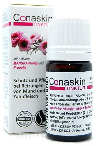 CONASKIN Mundpflege-Tinktur MANUKA-HONIG (MGO400) PROPOLIS | Naturkosmetik | Druckstellen durch Zahnspangen | Bei Zahnfleischentzündung Herpes Aphten