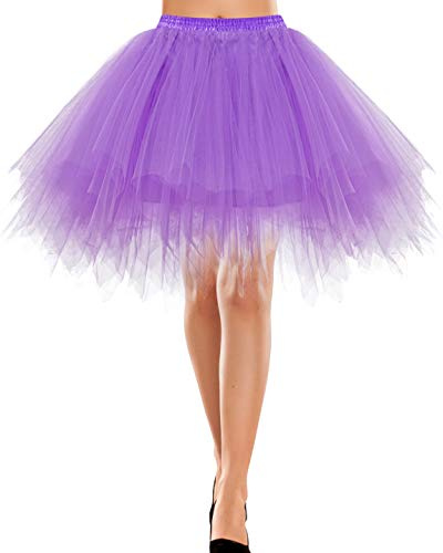 bbonlinedress dam kort vintage underkjol balettbubbla kjol 50-talet puffig tutu, lavendel, M