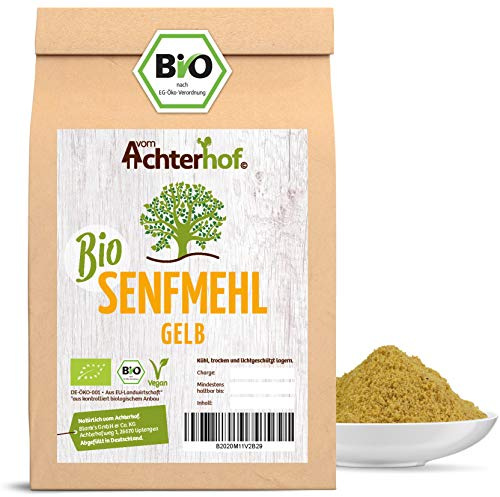 BIO Senfmehl (500g) Senfsaat gelb gemahlen, teilentölt zur Senfherstellung Senfpulver vom-Achterhof
