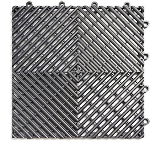 Big Floors RaceDeck Garage Floor Tiles, Interlocking Garage Flooring, Free-Flow Self-Draining Non-Slip Heavy-Duty Copolymer, Easy Install (Graphite, 48 Pack of 12 x 12 Tiles, 48 Sq Ft)
