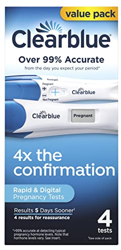 Clearblue Pregnancy Test Combo Pack, 4ct - Digital with Smart Countdown & Rapid Detection - Value Pack
