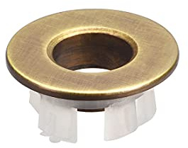 sourcing map Sink Basin Trim Overflow Cover Copper Insert in Hole Round Caps Brass Tone