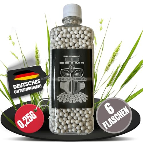 Fritz-Cell Airsoft BBS 6 mm 0,25 g Softair Kugeln Flasche – 6 x 3000 Stück