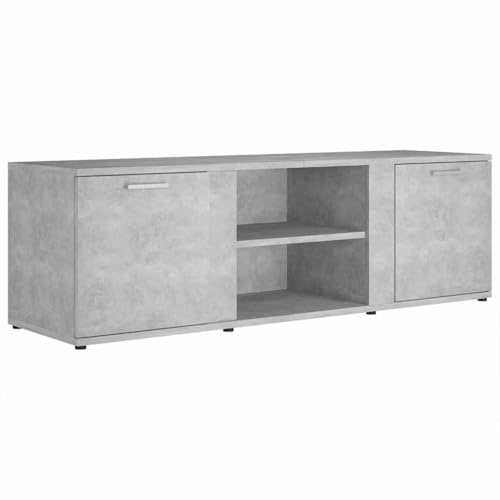 vidaXL TV Schrank mit 2 Türen 2 Fächern TV Möbel Lowboard Fernsehtisch Fernsehschrank Sideboard HiFi-Schrank Betongrau 120x34x37cm Holzwerkstoff