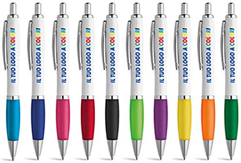 Bolígrafos personalizados personalizables, impresión con tu logotipo nombre o eslogan Gadget Promocionales Impresión de Colores… (Violeta, 500 piezas)