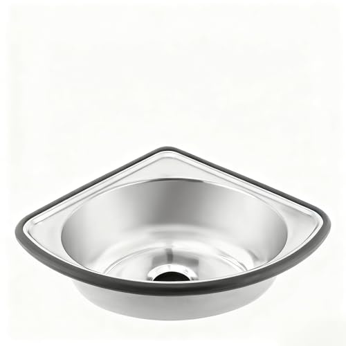 Stainless Steel Wall-Mounted Single Bowl Sink Triangle Wash Basin Thick Small Sink Corner for Kitchen Bathroom Lavatory (Style D)
