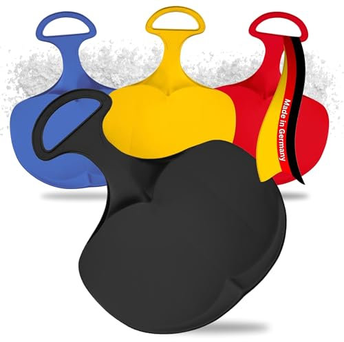 Lenkschlitten für Kinder & Erwachsene - robuster Poporutscher mit Griff - Schlitten Made in Germany - Bob Schlitten für die Wintertage - Schneeteller für groß und klein (schwarz)