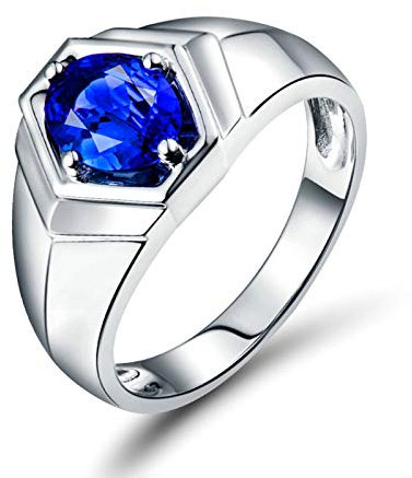 Daesar Herren Verlobung Ring 18K Weißgold Bandring mit 4-Steg-Krappenfassung 1ct Oval Tansanit, Hochzeitsring Weißgold Ehering Große 63 (20.1)