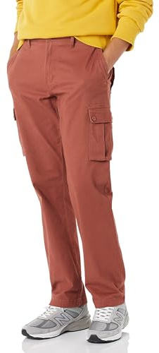 Amazon Essentials Men's Stretchiga cargobyxor med rak passform (finns i Big & Tall), Lera, 34W / 34L