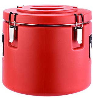 20L Commercial Insulated Rice Barrel with One Botton Exhaust, Refrigerated Transport Bucket Iced Container Beverage Carrier Dispenser for Food Or Cold & Hot Drinks,Red