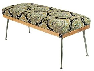EMRA WOOD M-DEKO LGS-108 Loft Sitzbank Hocker Gepolstert nach Maß aus Holz, Metall und gemustertem Velours (Höhe 50cm Tiefe 35cm, 65)
