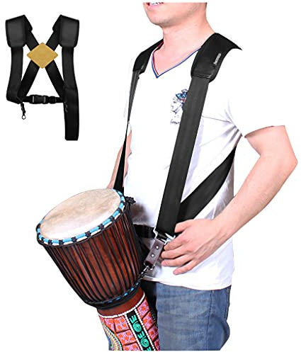 Upgrade Djembe Strap Thick Padded To Release Burden African Hand Drum Carry Strap Djembe Shoulder Strap Harness Sling Belt for Adults, Black