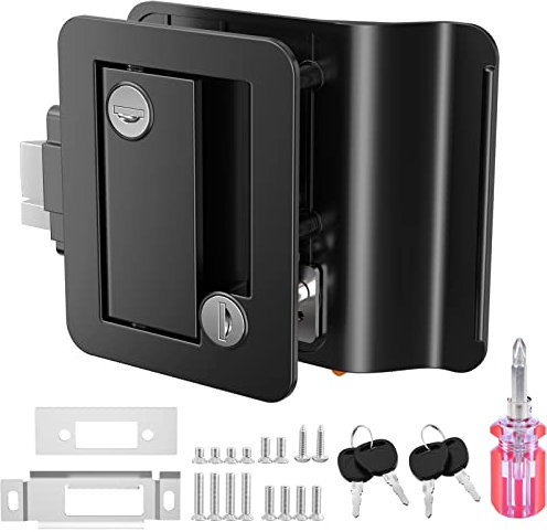 RISTOW Upgraded RV Entry Door Lock with Paddle Deadbolt, RV Travel Trailer Entry Door Lock with Keys for Camper Horse Trailer Cargo Hauler Door Latch Handle Replacement