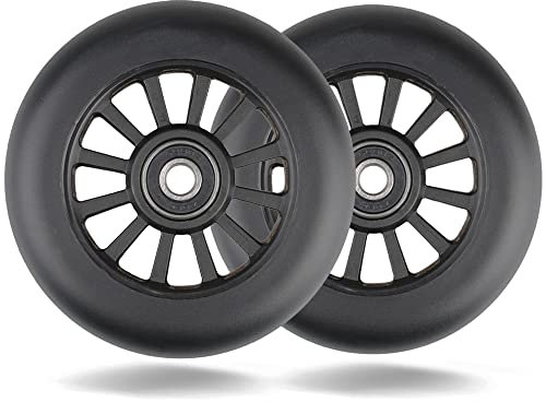 100mm Scooter Rollen - 2 Stück 100mm Scooter Ersatzräder räder Wheels mit ABEC-9 Lager - 88A stunt scooter Rollen Wheels für Apollo Albott Hudora Kesser Fuzion (Black)