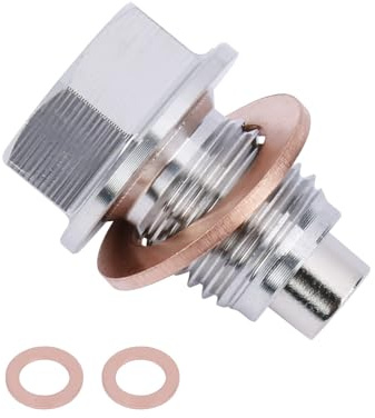 M14 x 1.5 Magnetic Oil Drain Pan Plug,Magnetic Stainless Steel Oil Drain Plug Nut Bolt,with 3 PCS Copper Crush Washer Anti Leakage,Universal Leak-Proof Replacement,Fits Most Cars, Motorcycles, Boats