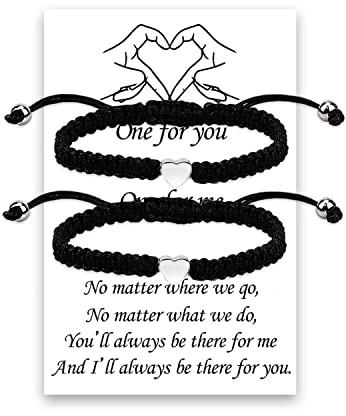 LUOKIFUR Paar Armbänder Handgewebte Liebesarmbänder Beziehung passende Armbänder Geschenke für Liebhaber des besten Freundes (Black)