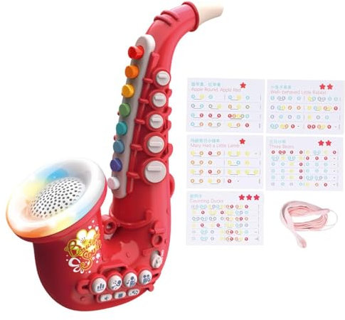 Agatige Saxophon-Spielzeug Für Kinder, Verstellbares Musikinstrument, Spielzeug, Trompete, Klarinette Mit Leichter Musik, Als Geburtstagsgeschenk Für Jungen Und Mädchen (rot)