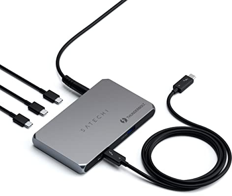 SATECHI 6-in-1 Thunderbolt 4 Slim Hub Docking Station, 60 W PD, 40 Gbps | Single 8K or dual 4K display, 4 × Thunderbolt 4 Ports, USB 3.2 Gen 2, for Mac & Windows laptops