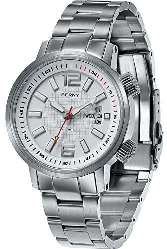 BERNY Automatische Mechanische Taucheruhr Für Herren Selbstaufziehend Sport-Edelstahl-Armbanduhr Wasserdicht 20 ATM Saphirglas Kratzfest Super Hell