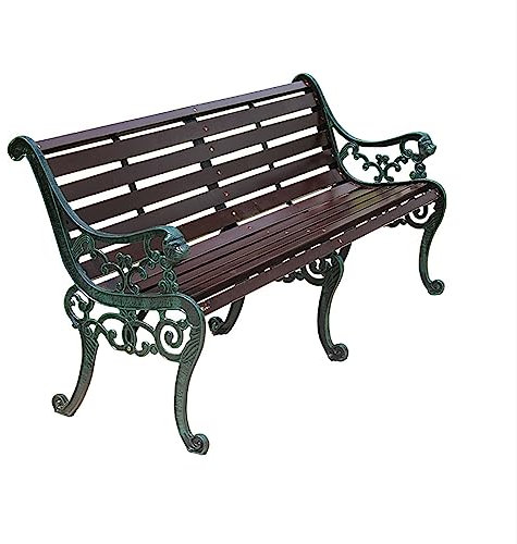 XIAOZHUANGXIONG Gartenbank Metall Wetterfest Modern, Parkbank, Terrassenstuhl Mit Struktur aus Gusseisen und Hartholz, Liebessitz, Perfekt for Hinterhof, Terrasse, Rasen, Pool (Size : 150cm)