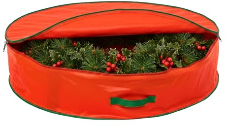 Aufbewahrungstasche für Weihnachtskranz, Girlande, bewahrt bis zu 80 cm lange künstliche Kränze auf, haltbares wasserdichtes Material, Lagerbehälter mit Reißverschluss und Tragegriffen