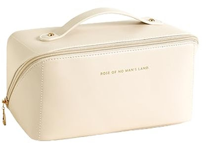 ZKSXOA Reise Kosmetiktasche, PU Leder Tragbar Reise Make-up Tasche mit Großer Kapazität Wasserdichter, Portable Schminktasche Kulturbeutel-Organizer für Toilettenartikel