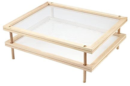 Yessetry Secador de alimentos apilable con red de madera, estantes de secado de pasta, hierbas, multiusos, soporte para secadora de alimentos de 2 niveles