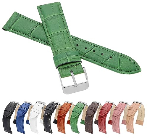 MARCHEL Croco LM Lederarmband Schwarz Braun Weiß Rot Blau Grün Krokoprägung Uhrenarmband Krokodilmuster Uhrband Rindsleder