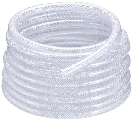 sourcing map Gewebeschlauch PVC Schlauch mit Gewebe 12 x 18mm (1/2 x 3/4) Innen Ø x Außen Ø Geflochtene Verstärkte Rohr 15.2 Meter Rolle Transparent Hochdruck Druckluftschlauch Wasserschlauch