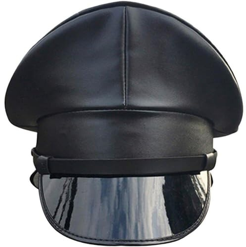 Fituenly Captain Hut Deutsch Stil Offizier Hut Kostüm Requisiten Faux Leder Army Hut Guard Hut Für Nachtclub Performance Halloween Unisex