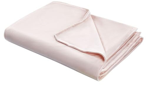Beliani Modern Duvet Weighted Blanket Cover Polyester Fabric 135 x 200 cm Solid Pattern Pink Rhea