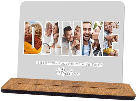 codiarts. Foto Geschenk Acryl Glas Bild personalisierbar mit eigenem Foto und Text, DIN A4 oder A5, optional mit Sockel als Fotogeschenk personalisiert für Sie und Ihn (015 DANKE)