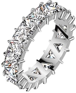 beyoutifulthings® Damen-Ring Zirkonia Dreieck-ig Silber Clear Edel-stahl 4,7-mm breit Band-Ring Eternity-Ring Herren-Ring 52 (16,6)-59(18,8)