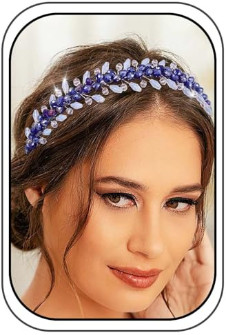 IYOU Braut Hochzeit Haarbänder Königsblau Kristall Haarbänder Sparkly Rhinesotne Gast Birde Brautjungfer Haarschmuck für Damen