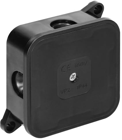Miratic Abzweigdose Wasserdicht IP44 Verteilerdose Außen Wasserdicht mit 4 Gummidrüsen Abzweigdose Aufputz Robuste und Sichere Elektroinstallation für Außenbereiche (schwarz)