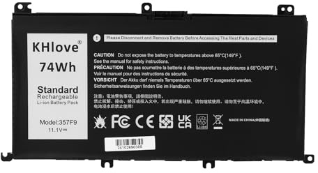 KHlove 357F9 Laptop Battery for Dell Inspiron15 7566 7567 7557 7559 I7559 5576 5577 7000 Dump INS15PD-1548B 1548R 1748B 1748R 2548R 2548B 2748R Gaming Series 0GFJ6 71JF4 P57F P57F003 P65F P65F001