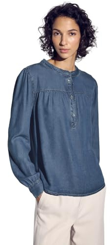 Street One A345454 Chemisier en Jean à Volants, Bleu Tencel Medium, 44 Femmes