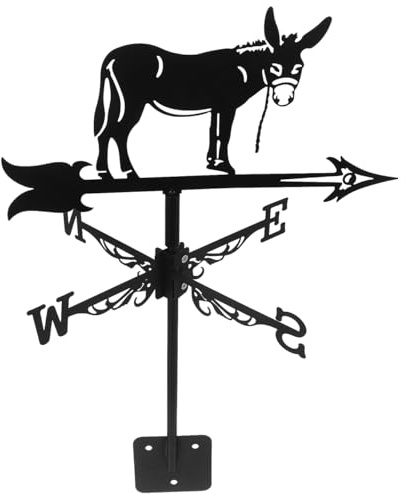 Donkey Weathervane Metal Wind Direction Indicator Roof Mounted Garden Decor Outdoor Lawn Animal Wind Vane for Patio Yard