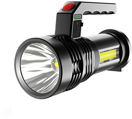 LED Torch Rechargeable Flashlight Camping Torch Portable Searchlight Torch USB Charge P50 Waterproof Spotlight for Fishing Light Lantern Black, Garden Hand Tools Accessory