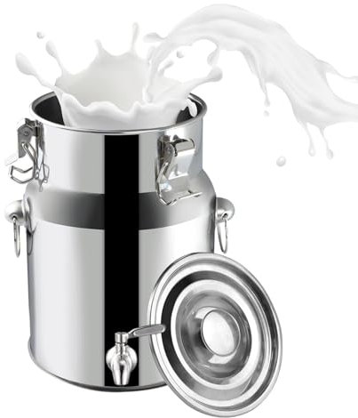 AIZYR Bidone del Latte Secchio del Latte in Acciaio Inox con Rubinetto, Brocca del Latte con Coperchio Sigillato Contenitore Ermetico Barile Sigillatom per Latte Olio Vino caffè,14L