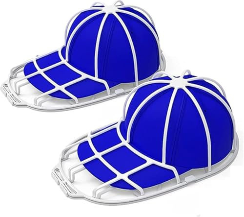 Denxahao 2 Stück Cap Waschen Basecap Waschgestell Hutwaschrahmen Waschkäfig für Erwachsene Kinder Kappen Waschschutz Halter Stabil AntiVerformung Cap Waschmaschinen für Baseballkappen (Weiß-2pcs)