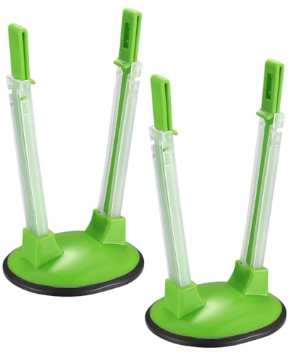 2 Pcs Baggy Racks, Adjustable Sandwich Bag Stand Holders, Food Storage Bags Clips Stands, Plastic Reusable Freezer Bag Holders Racks, Food Prep Holders Stands - Green