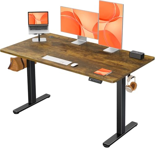 ErGear Escritorio Elevable Eléctrico, Mesa de Trabajo Ajustable en Altura, Mesa de Oficina en Casa con Tablero Ensamblado, 120 x 60 cm, Estilo Moderno, Ideal para Trabajo, Redacción y Juegos