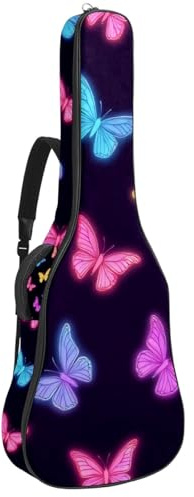 KengjuTesu 43 Zoll Akustikgitarre Softcase mit Rucksackgurt und 2 Taschen Pinguine Druck, keine Polsterung, Rucksack Wasserdicht Oxford Tuch Bassgitarre Gigbag für Konzertgitarre, Mehrfarbig 6