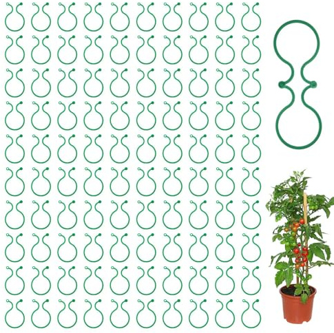Clips de soporte para plantas, 100 clips de tomate para apoyo, suministros de fijación de vid para interiores y exteriores para pepino, tomate, orquídea vegetal