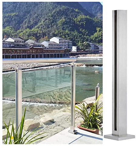 Système de balustrade en acier inoxydable 304 pour escalier intérieur/extérieur pour balcon, terrasse, terrasse et couloir, 100 cm, argenté avec balustrade en verre