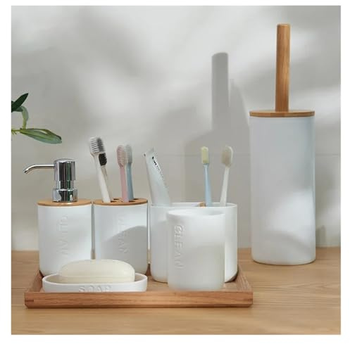 Portacepillos de dientes, Artículos de baño for el hogar, herramientas de lavado, jabonera de bambú, dispensador de jabón, soporte for cepillo de dientes, cepillo de inodoro, accesorios de baño(N1320)